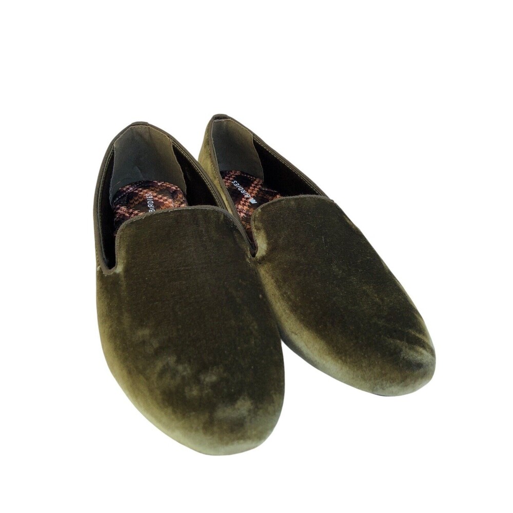 Birdies “The Starling Flats” size 7 Olive Green Crushed Velvet Slip On Loafers